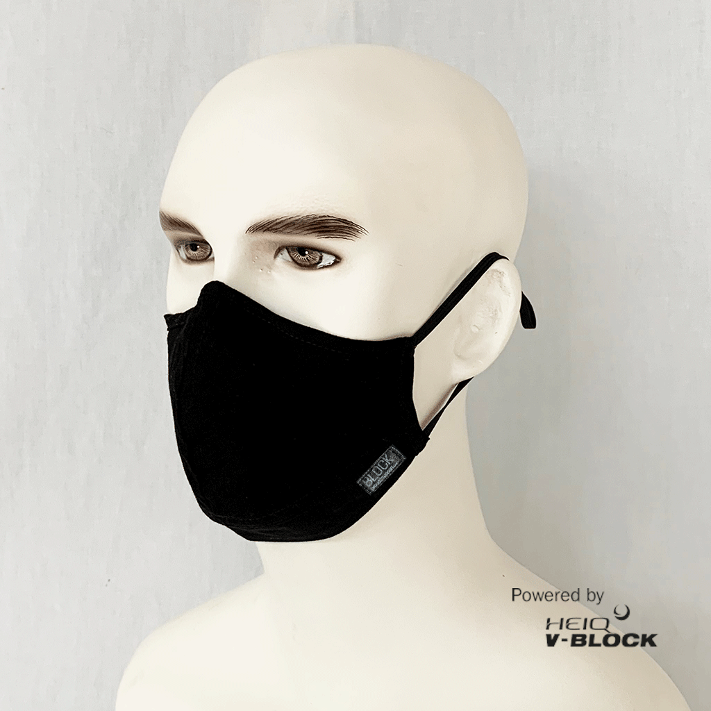 BLOCK FACE MASK - HeiQ HyPro Techt - ANTIMICROBIAL BLACK