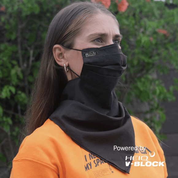 BLOCK MASK&SCARF- Face Mask and Scarf - HeiQ HyPro Techt - ANTIMICROBIAL BLACK