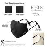 BLOCK MASK&BAG- Face Mask and Mask Bag - HeiQ HyPro Techt - ANTIMICROBIAL BLACK